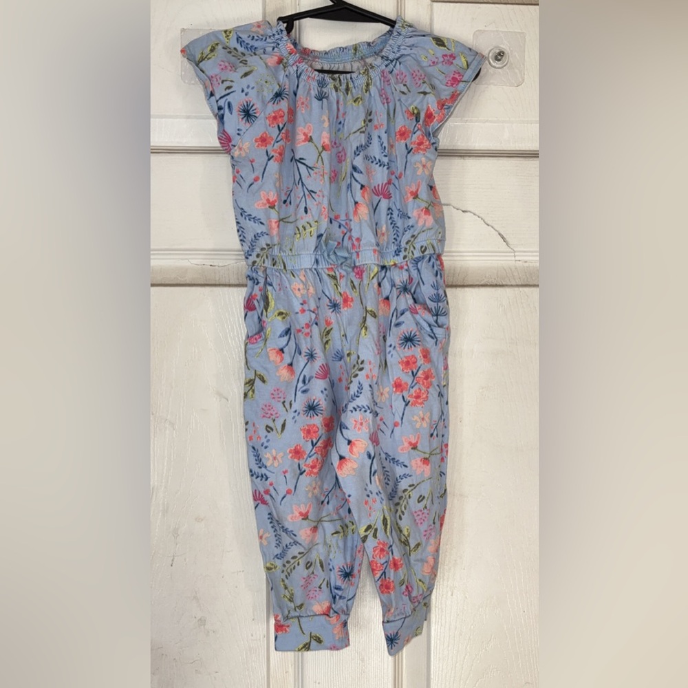 wonder nation Light Blue Floral Girls' Romper Pants
